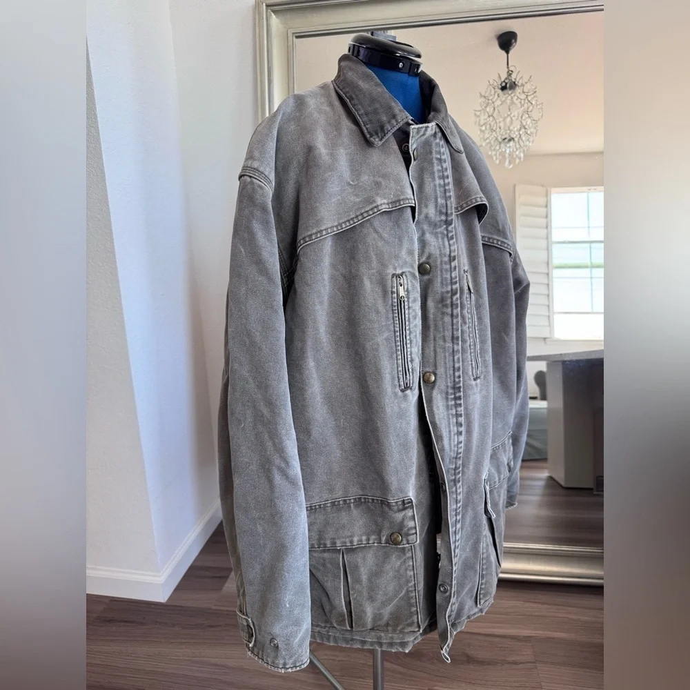 Vintage Carhartt Jacket Men's Chore Coat Blanket Lined Distressed Fade